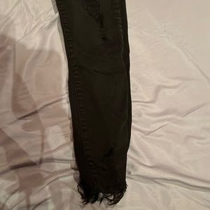 Ripped curvy high rise skinny ankle black jeans